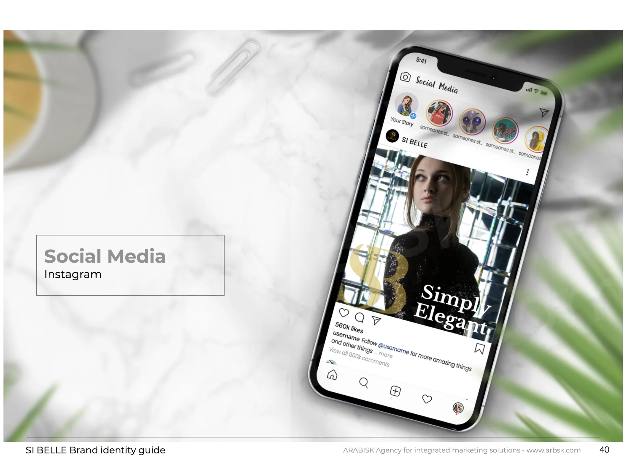 Si Belle selected brand identity application